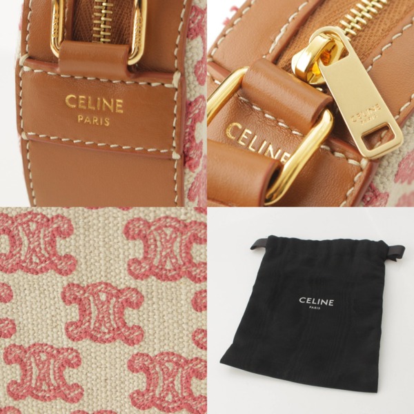 セリーヌ Celine フォックスレッド トリオンフ ラウンド ショルダーバッグ 10G812 ブラウン×レッド 中古 通販 retro レトロ