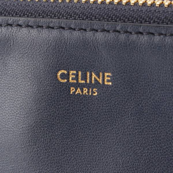 セリーヌ Celine トリオ ラージ レザー ポーチ ポシェット ショルダーバッグ 171453ETA ネイビー 中古 通販 retro レトロ