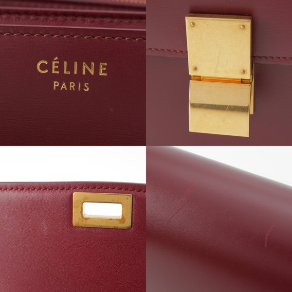 セリーヌ Celine クラシックボックス レザー ショルダーバッグ ボルドー×ゴールド 中古 通販 retro レトロ