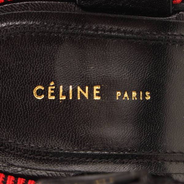 セリーヌ(Celine) 厚底 ベルトストラップ ウェッジ サンダル レッド