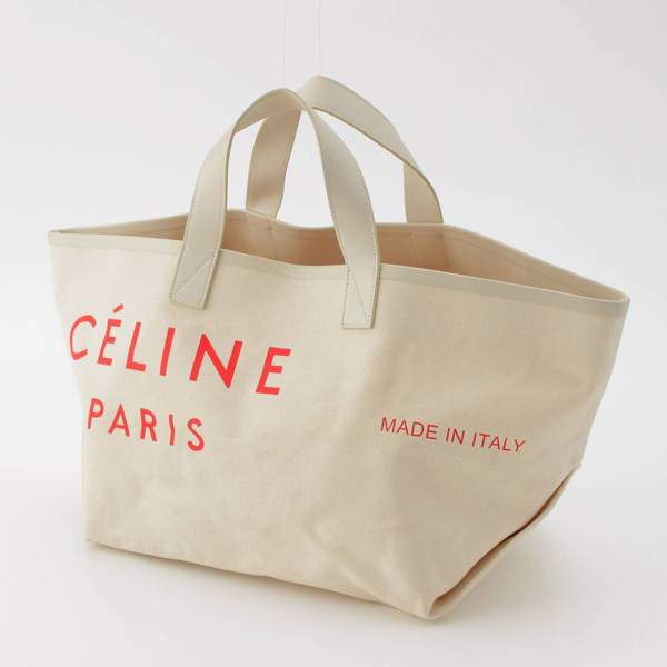 セリーヌ Celine メイドイン ロゴ ミディアム キャンバス トートバッグ ハンドバッグ アイボリー 中古 通販 retro レトロ