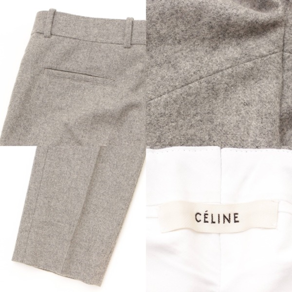 セリーヌ(Celine) センタープレス ウール スラックス パンツ グレー 34