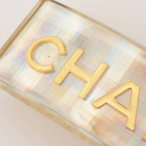 シャネル(Chanel) 07A ホログラム ロゴ アクリル バレッタ ヘアアクセサリー ゴールド 中古 通販 retro レトロ