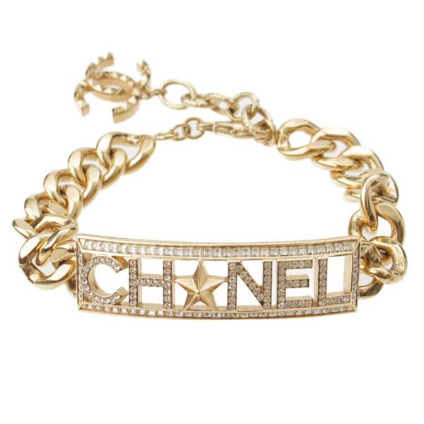 シャネル(Chanel) 17C ロゴ ラインストーン チェーン スター