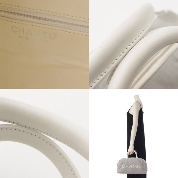 シャネル Chanel スポーツ マトラッセ ロゴ キャンバス ミニ ボストン バッグ グレー 中古 通販 retro レトロ