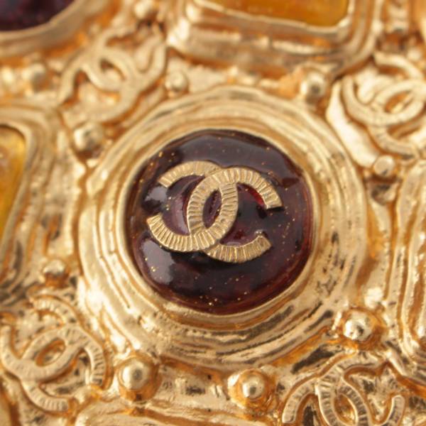 シャネル Chanel B11A グリポア ココマーク カラーストーン ブローチ GPゴールド 中古 通販 retro レトロ