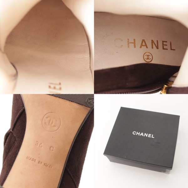 シャネル(Chanel) スエード サイドジップ ヒールブーツ ブラウン 36C