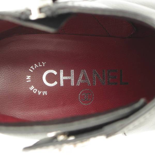 シャネル(Chanel) レザー ターンロック ダブルココ ショートブーツ 