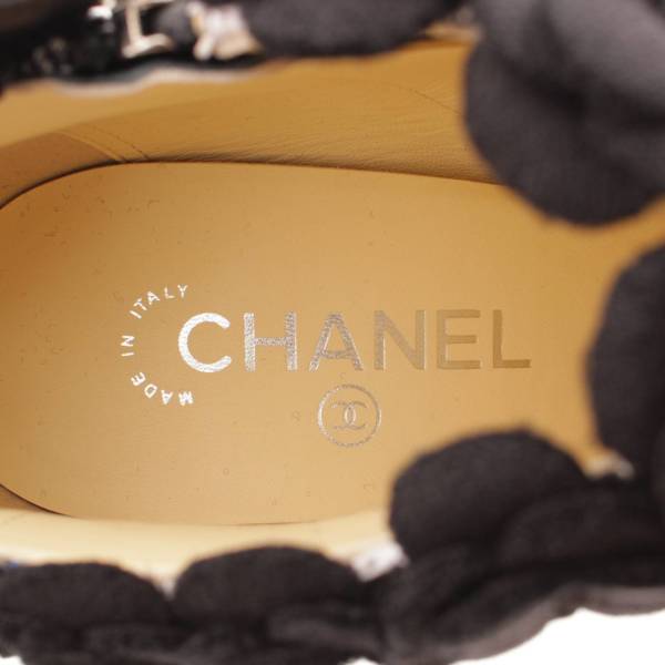 シャネル(Chanel) ツイード カメリア サイドジップ ブーティ G31795 