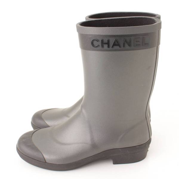 シャネル(Chanel) サイドロゴ ココマーク レインブーツ 長靴 G34881