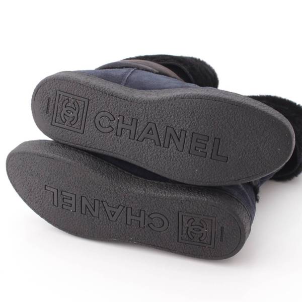 シャネル Chanel ココマーク スエード×ムートン ブーツ G26557 ネイビー×ブラック 39 中古 通販 retro レトロ