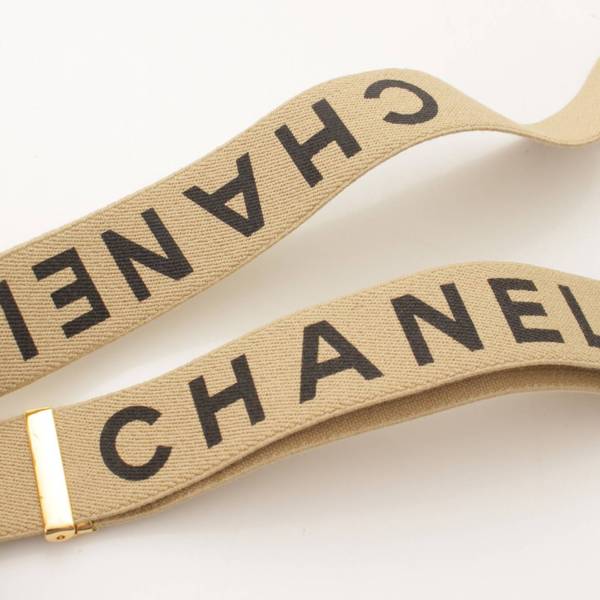 シャネル(Chanel) ココマーク ロゴ サスペンダー キャンバス×レザー