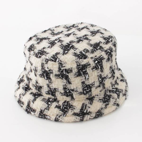 シャネル Chanel ツイード ココマーク 千鳥柄 帽子 バケットハット 