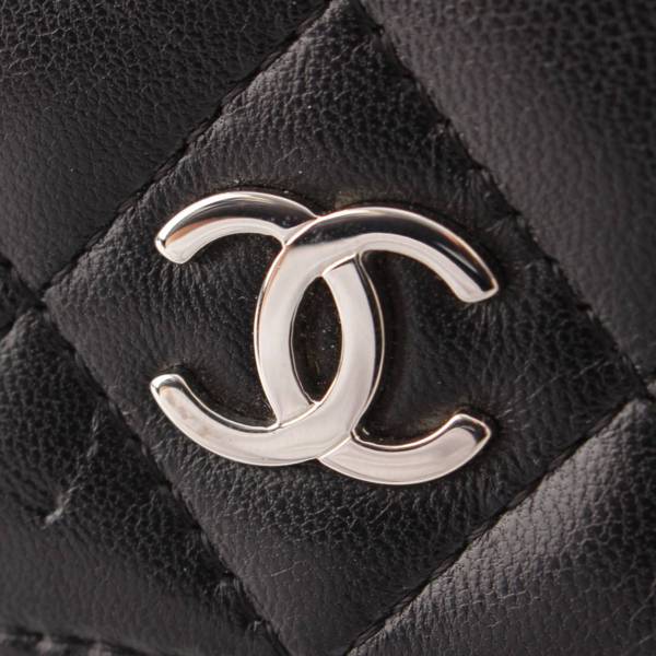 シャネル Chanel 11番 マトラッセ ココマーク ラムスキン 2つ折り財布 ウォレット ブラック 中古 通販 retro レトロ