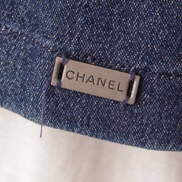 シャネル(Chanel) 00C ノーカラー ジップアップ デニムジャケット