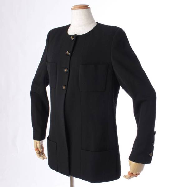 CHANEL ロング ジャケット 美品 黒サイズ36SM - テーラードジャケット