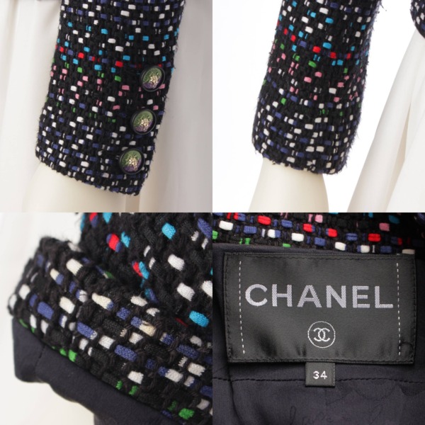 シャネル Chanel 18年 ライオンボタン ツイード コットン ジャケット