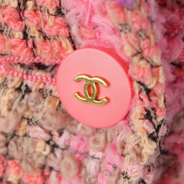 シャネル Chanel ココボタン ダブルブレスト ウール×アンゴラ ツイード ジャケット ピンク 中古 通販 retro レトロ