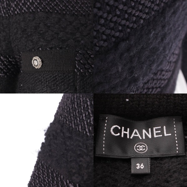 シャネル Chanel 20A ニット ライオンボタン クロップド ジャケット P64787 ブラック 36 中古 通販 retro レトロ