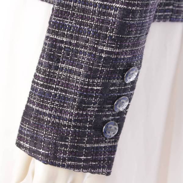 シャネル Chanel ココマーク バイカラーボタン ツイード ジャケット P56243 ネイビー 36 中古 通販 retro レトロ
