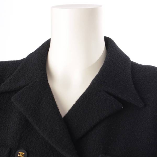 シャネル Chanel 95P ココマーク刺繍 ウール 半袖 ツイードジャケット ...