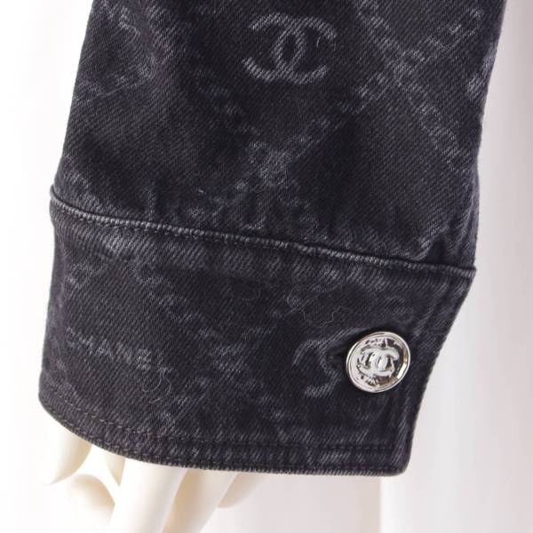 シャネル Chanel 23A メティエダールコレクション ココマーク カメリア デニム ジャケット ブラック 36 中古 通販 retro レトロ