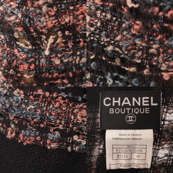 シャネル(Chanel) 98A ツイード 切替 ロングコート アウター P11620