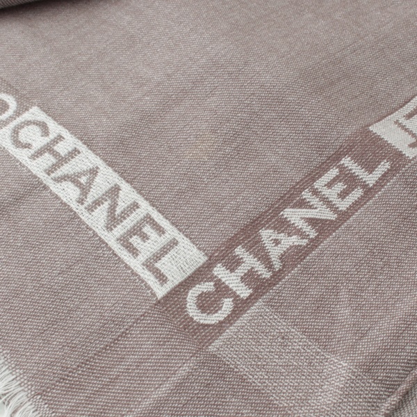 シャネル(Chanel) フリンジ付き ロゴ ヴァージンウール ストール