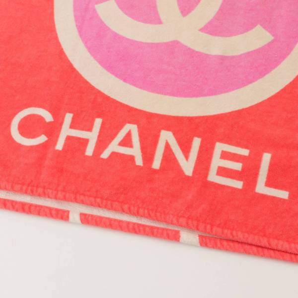シャネル(Chanel) コットン ココマーク ビーチタオル ピンク×ホワイト