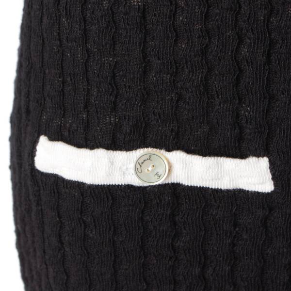 シャネル Chanel 22C ココボタン コットン 半袖 ワンピース P72078 ブラック×ホワイト 36 中古 通販 retro レトロ