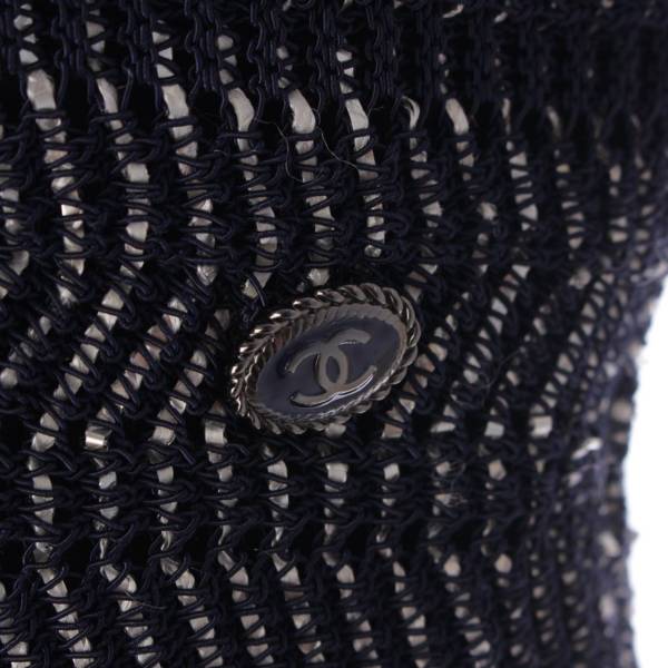シャネル Chanel ココマーク ツイード ノースリーブ ワンピース ドレス P58602 ネイビー 38 中古 通販 retro レトロ