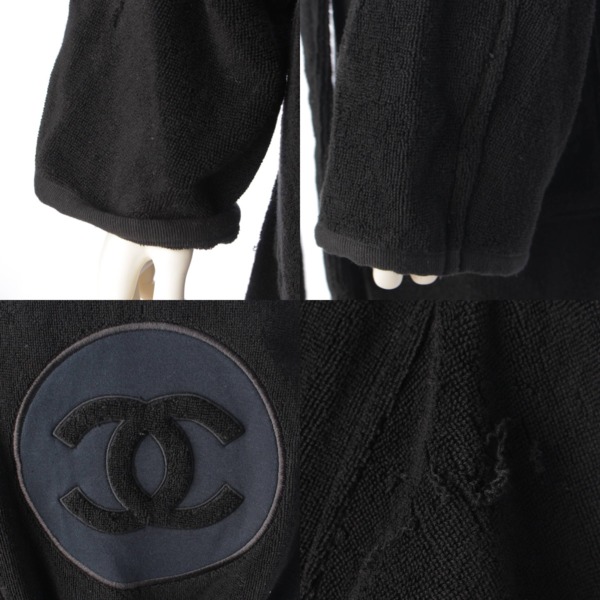 シャネル Chanel ココマーク ベルト付き コットン パイル ガウン バスローブ P34151 ブラック 2 中古 通販 retro レトロ