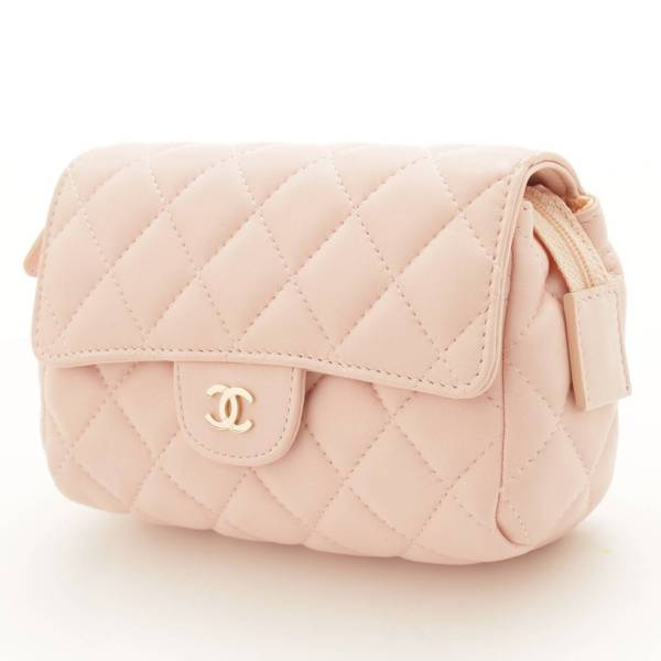 シャネル(Chanel) マトラッセ ミラー付き 化粧ポーチ 小物入れ ピンク