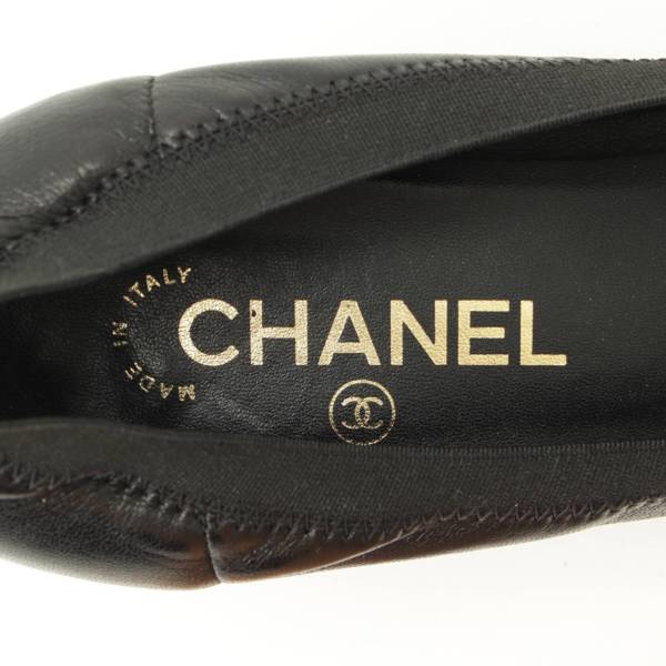 シャネル(Chanel) レザー ココマーク チャンキーヒール パンプス