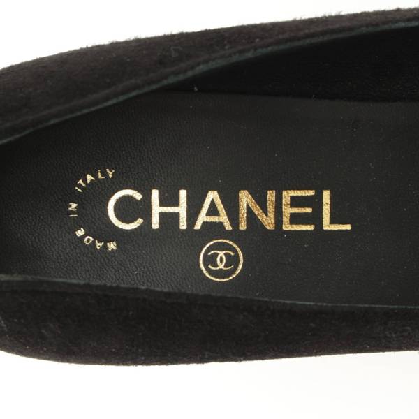 シャネル(Chanel) リボン スエード パンプス G31387 ブラック 39C 中古