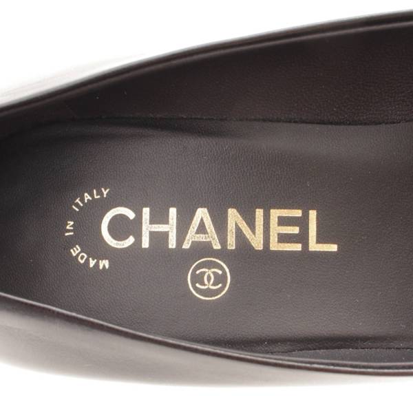 シャネル(Chanel) ココマーク レザー フェイクパール キャップトゥ 