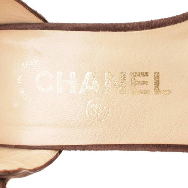 シャネル(Chanel) スエード スクエアトゥ ストラップ パンプス