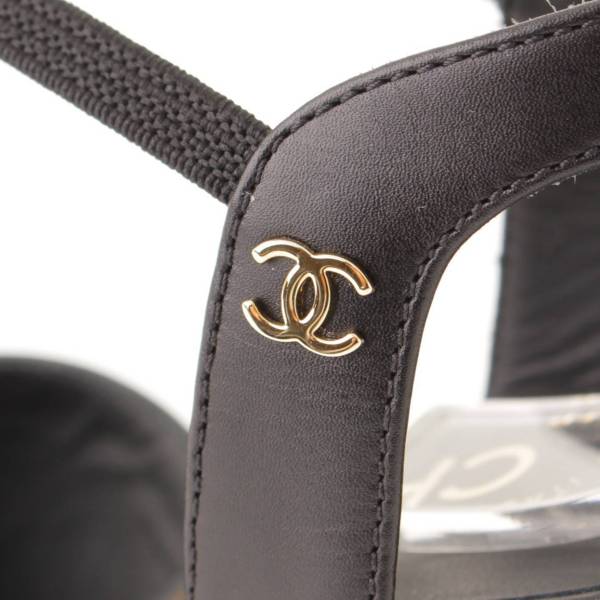 シャネル(Chanel) ココマーク リボン付き レザー パテント ストラップ