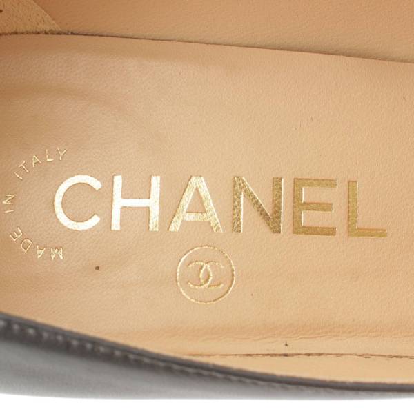 シャネル(Chanel) ココマーク ラウンドトゥ レザー フラワー ヒール