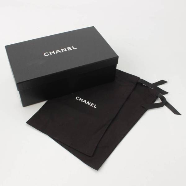 シャネル Chanel デニム バレリーナ リボン パンプス G02819 ブルー 38