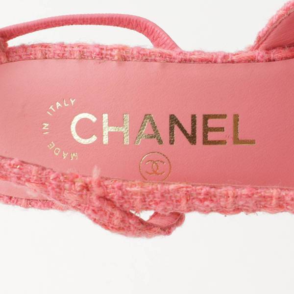 シャネル Chanel 20A ココマーク バックストリング ツイードパンプス 