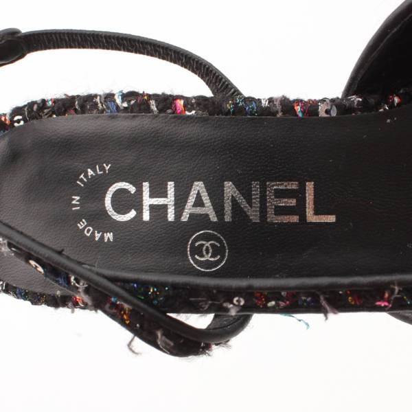 シャネル Chanel ココマーク スパンコール ツイード スリングバック パンプス ブラック 36.5 中古 通販 retro レトロ
