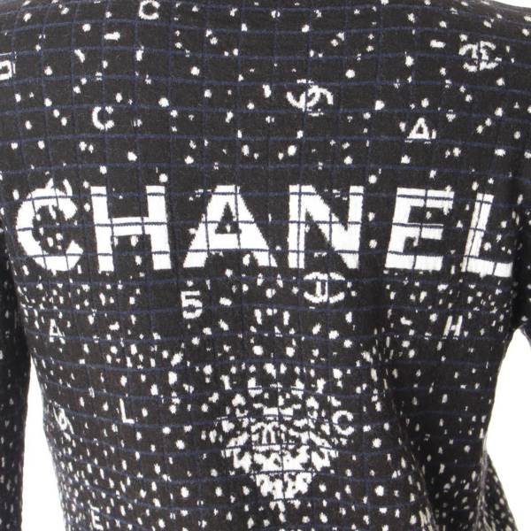 シャネル(Chanel) ロゴ モチーフ柄 ジップニット ハイネックトップス 