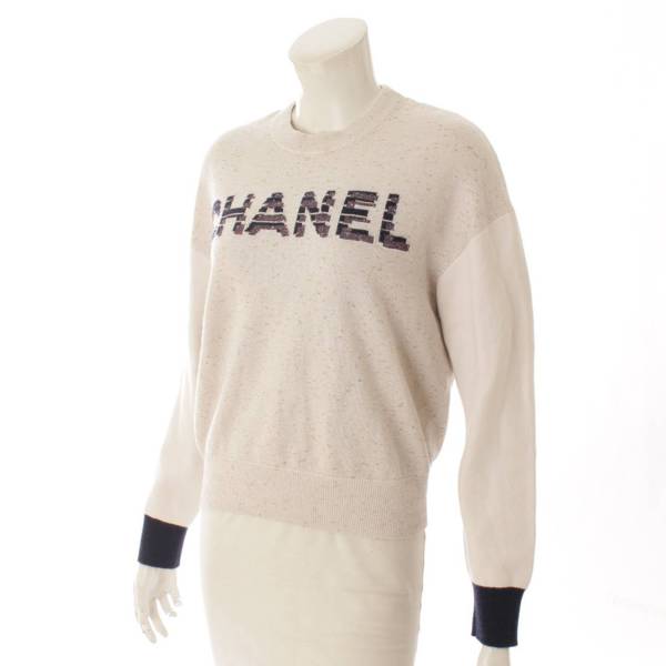 シャネル(Chanel) カシミヤ混 ニット セーター ロゴ P62886 ベージュ ...