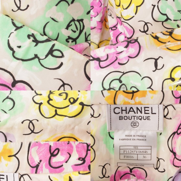 シャネル(Chanel) 98S カメリア シャツ ブラウス 花柄 P11285 マルチ