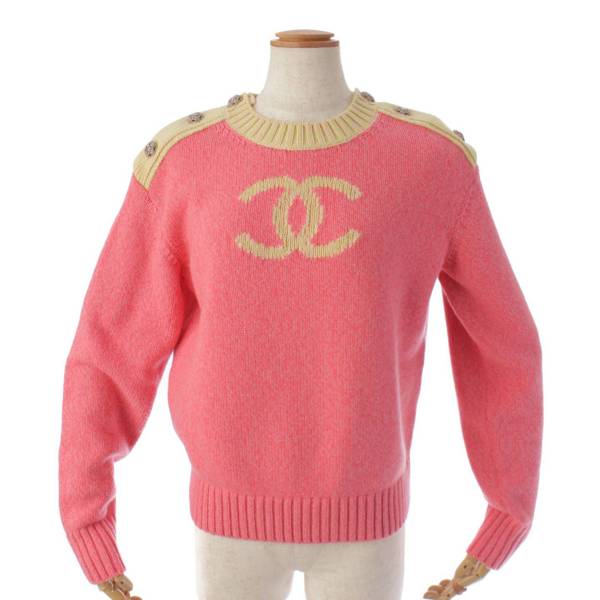 シャネル(Chanel) ロゴ プルオーバー カシミヤ 長袖 ニット セーター