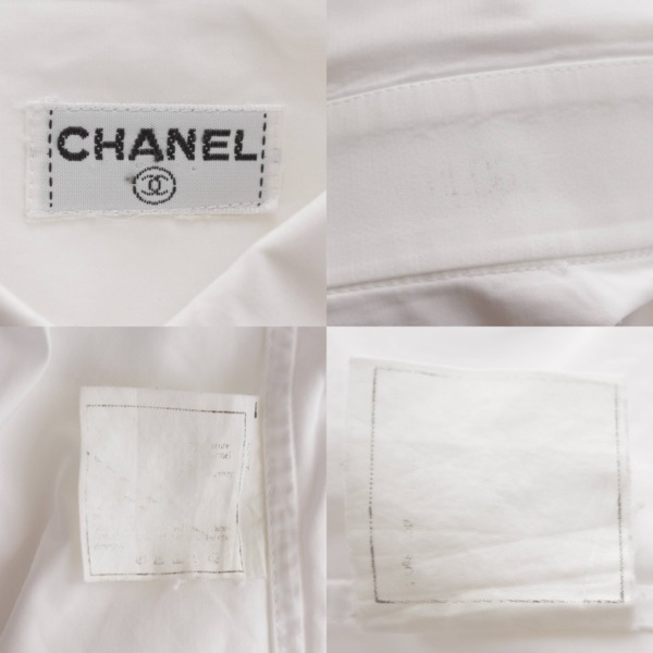 シャネル Chanel ココマーク刺繍 ボタン 長袖シャツ ブラウス トップス ホワイト 中古 通販 retro レトロ