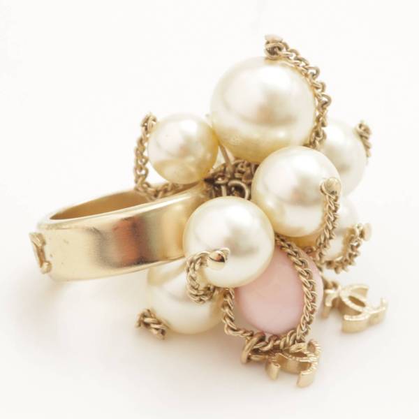 シャネル(Chanel) 09A ココマーク パール ビーズ チェーンリング 指輪