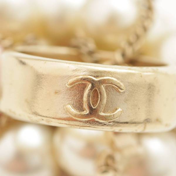 シャネル(Chanel) 09A ココマーク パール ビーズ チェーンリング 指輪 