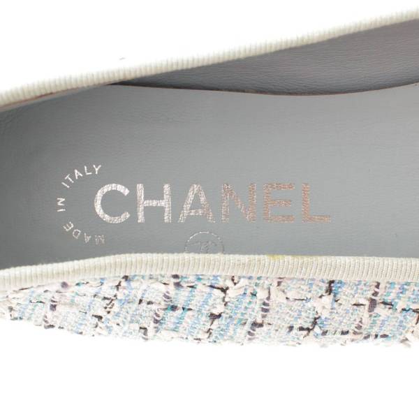 シャネル(Chanel) ツイード バレエ フラットシューズ G02819 ブルー 40 